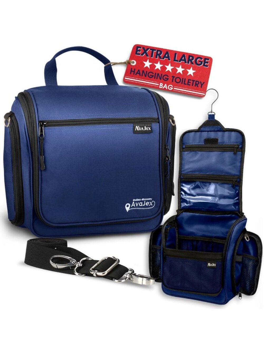 Extra Large Hanging Travel Toiletry Bag - Waterproof Cosmetic Organizer with 19